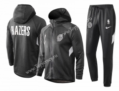 2020-2021 NBA Portland Trail Blazers Gray Jacket Uniform With Hat-815