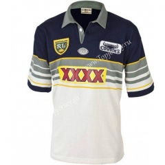 1995 Retro Version Kunlun Cowboy Blue&White Thailand Rugby Shirt