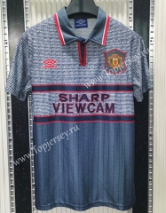 Retro Version 1995-1996 Manchester United Away Gray Thailand Soccer Jersey AAA-C1046