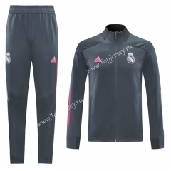 2020-2021 Real Madrid Gray Thailand Training Soccer Jacket Uniform-LH