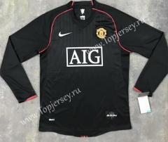 Retro Version 07-08 Manchester United 2nd Away Black LS Thailand Soccer Jersey AAA-SL