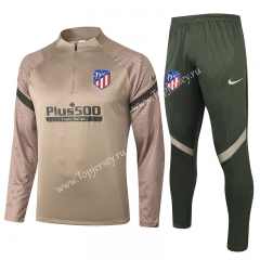 2020-2021 Atletico Madrid Khaki Thailand Soccer Tracksuit -815