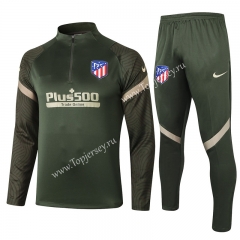 2020-2021 Atletico Madrid Army Green Thailand Soccer Tracksuit -815