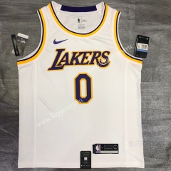Los Angeles Lakers Round Collar White ( #0 YONG) NBA Retro Jersey