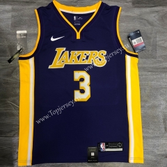 Los Angeles Lakers V Collar Purple #3 NBA Retro Jersey