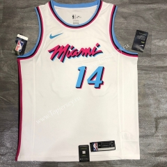 Miami Heat Round Collar White #14 NBA Jersey
