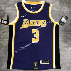 Los Angeles Lakers Round Collar Purple #3 NBA Retro Jersey