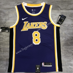 Los Angeles Lakers Round Collar Purple #8 NBA Retro Jersey