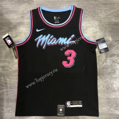 Miami Heat Round Collar Black #3 NBA Jersey