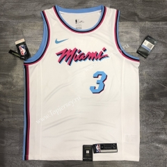 Miami Heat Round Collar White #3 NBA Jersey