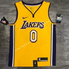 Retro Version Los Angeles Lakers V Collar Yellow ( #0 YONG) NBA Jersey