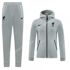 2020-2021 Liverpool Light Gray Soccer Jacket Uniform With Hat-LH