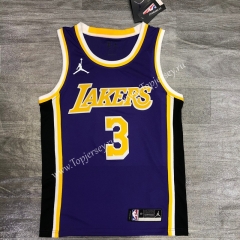 Jordan Theme 2020-2021 Los Angeles Lakers Round Collar Purple #3 NBA Jersey-311