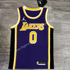 Jordan Theme 2020-2021 Los Angeles Lakers Round Collar Purple ( #0 YONG) NBA Jersey-311