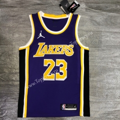 Jordan Theme 2020-2021 Los Angeles Lakers Round Collar Purple #23 NBA Jersey-311