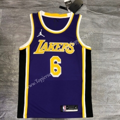 Jordan Theme 2020-2021 Los Angeles Lakers Round Collar Purple #6 NBA Jersey-311