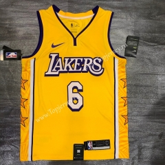 City Edition Los Angeles Lakers Yellow #6 NBA Retro Jersey-311