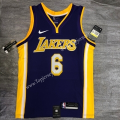 Los Angeles Lakers V Collar Purple #6 NBA Retro Jersey-311
