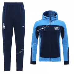 2020-2021 Olympique Marseille Royal Blue Thailand Soccer Jacket Uniform With Hat-LH