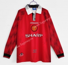 Retro Version 1996-1997 Manchester United Home Red LS Thailand Soccer Jersey AAA-C1046