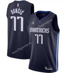 Jordan Theme 2020-2021 Dallas Mavericks Dark Blue #77 NBA Jersey-311