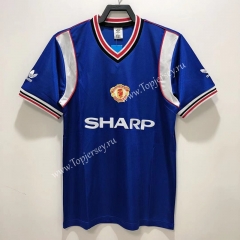 Retro Version 1985 Manchester United Away Blue Thailand Soccer Jersey AAA-811
