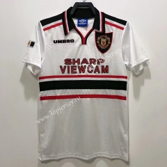 Retro Version 1998 Manchester United Away White Thailand Soccer Jersey AAA-811
