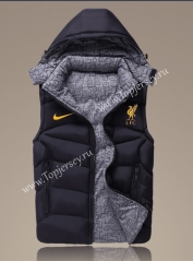 2021-2022 Liverpool Black Double-Sided Wear Hooded Jackets Cotton Vest