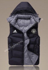 2021-2022 Manchester United Black Double-Sided Wear Hooded Jackets Cotton Vest