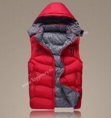 2021-2022 Juventus Red Double-Sided Wear Hooded Jackets Cotton Vest