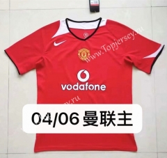 Retro Version 04-06 Manchester United Home Red Thailand Soccer Jersey AAA-422