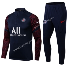 With Ad Version 2021-2022 PSG Royal Blue Thailand Soccer Tracksuit -411