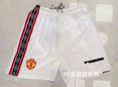 Retro Version 98 Manchester United White Thailand Soccer Shorts-826