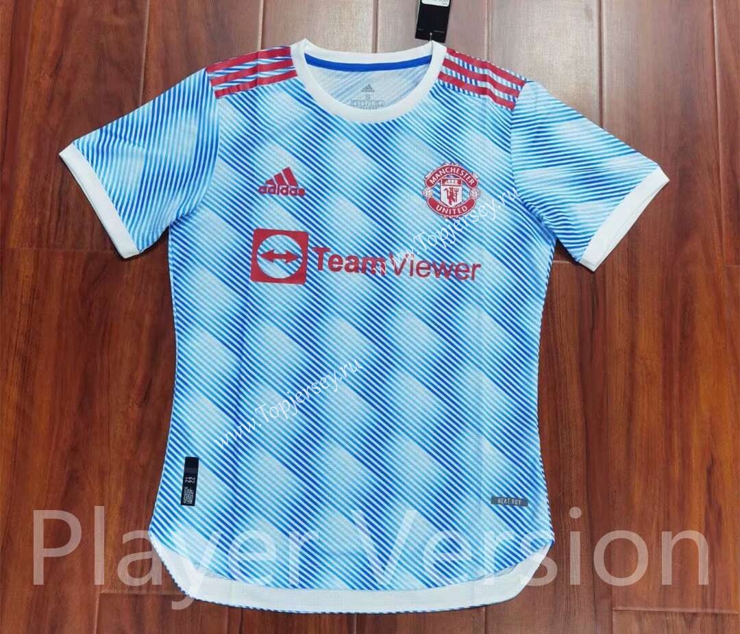 Player Version 2021-2022 Manchester United 2nd Away Light Blue Thailand