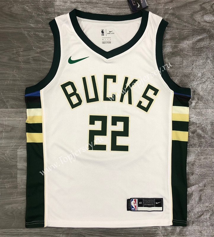 2021-2022 Milwaukee Bucks White #22 NBA Jersey-311,Milwaukee Bucks