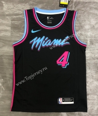 Miami Heat Black Round Collar #4 NBA Jersey-311