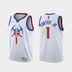 2021-2022 Earned Edition Denver Nuggets White #1 NBA Jersey-311