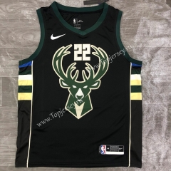 Milwaukee Bucks V Collar Green #22 NBA Jersey-311