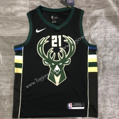 Milwaukee Bucks V Collar Green #21 NBA Jersey-311