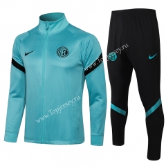 2021-2022 Inter Milan High Collar Green Thailand Soccer Jacket Uniform -815