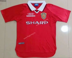 Retro Version 1999-2000 Manchester United Home Red Thailand Soccer Jersey AAA-908