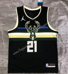 Jordan Theme 2020-2021 Milwaukee Bucks Black #21 NBA Jersey-311