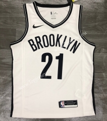 Brooklyn Nets V Collar White #21 NBA Jersey-311