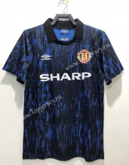 Retro Version 1993 Manchester United Away Blue&Black Thailand Soccer Jersey AAA-811