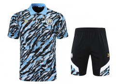 2021-2022 Manchester City Blue&Black Thailand Polo Uniform-418