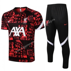 2021-2022 Liverpool Black&Red Pad Printing Short-sleeved Thailand Soccer Tracksuit-815