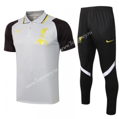 2021-2022 Liverpool Light Gray Thailand Soccer Polo Uniform-815