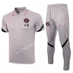 2021-2022 Jordan PSG Light Gray Thailand Polo Uniform-815