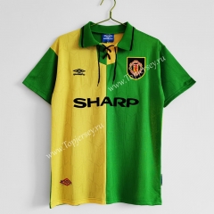 Retro Version 1992-1994 Manchester United Yellow&Green Thailand Soccer Jersey AAA-C1046