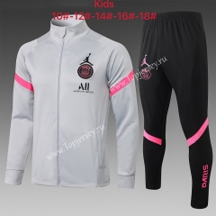 2021-2022 Paris SG Jordan Light Gray Kids/Youth Soccer Jacket Uniform-815